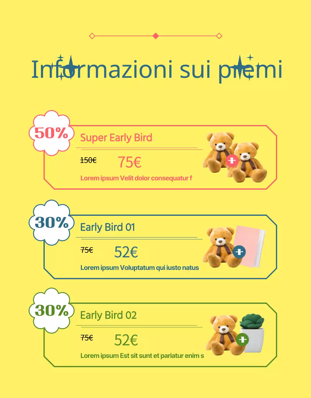 Una proposta di finanziamento per una bambola di peluche rosa e azzurra