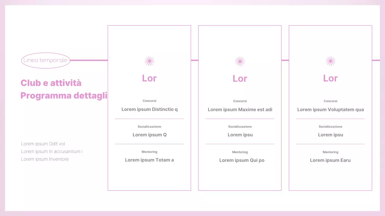 Una guida rosa e pulita per l'orientamento dei club