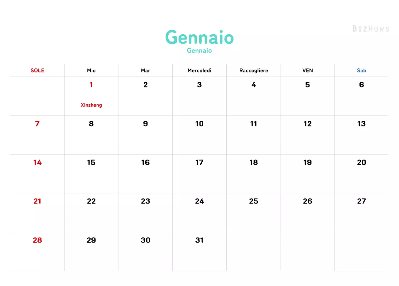 Un calendario di Capodanno caldo e illustrato