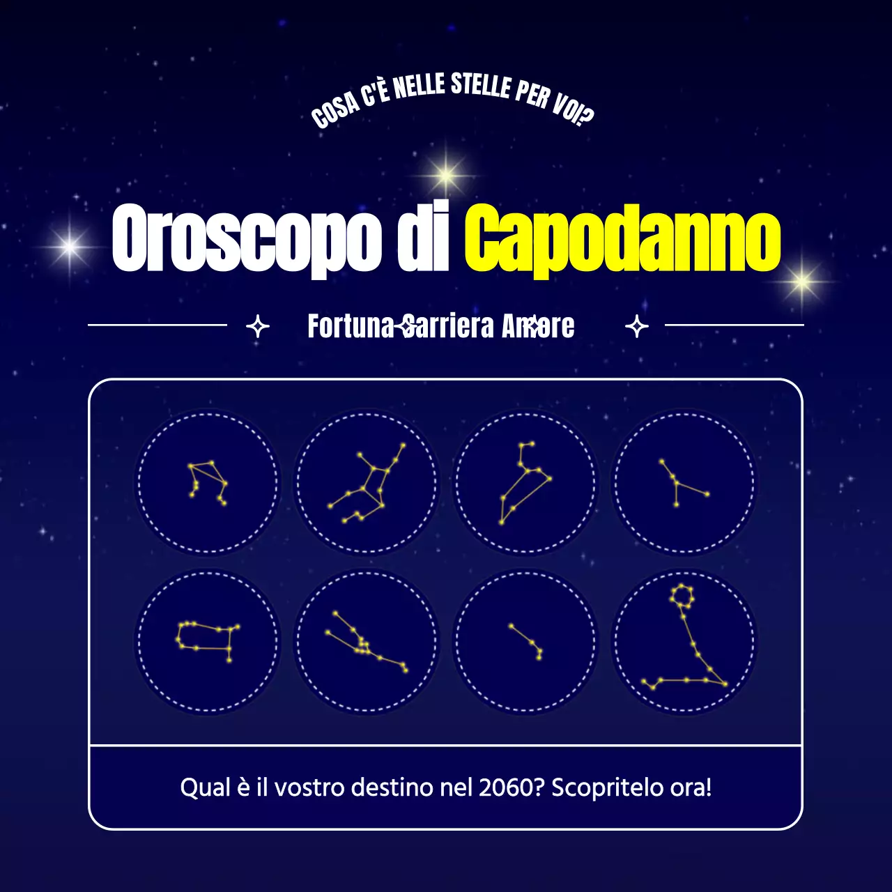 Oroscopo del nuovo anno con concetto di stella splendente del cielo blu