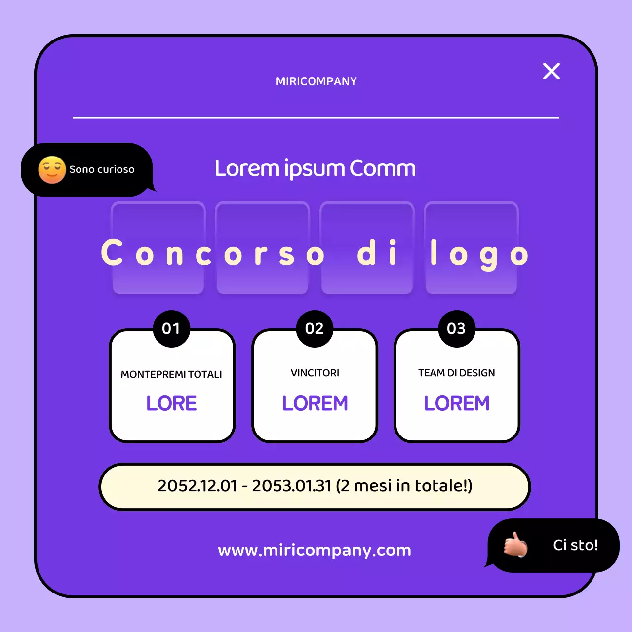 Lo slogan viola e giallo vincitore del nostro concorso interno