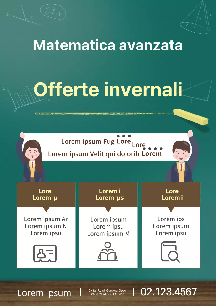 Verde Giallo Marrone Lavagna Matematica Promozione scolastica