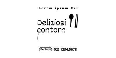 Per le informazioni sul negozio di contorni e il servizio nello stile di una combinazione di icone degli utensili e frasi di testo