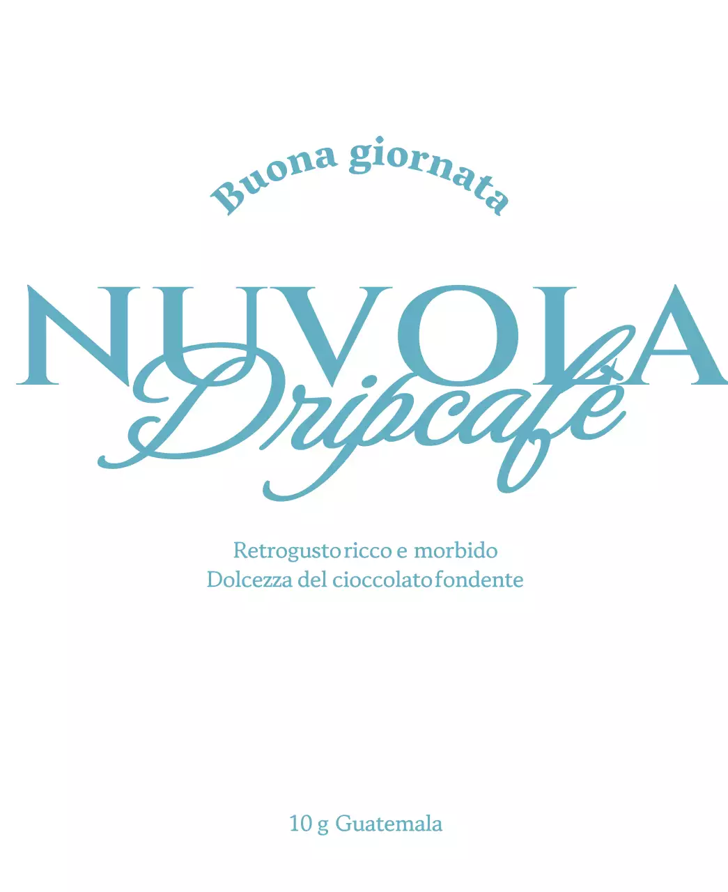 Semplici chicchi di caffè con accenti di testo blu chiaro e bianco