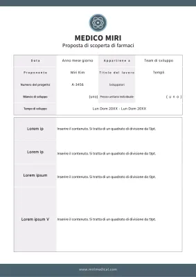 Documentazione semplice per la proposta di scoperta di un farmaco