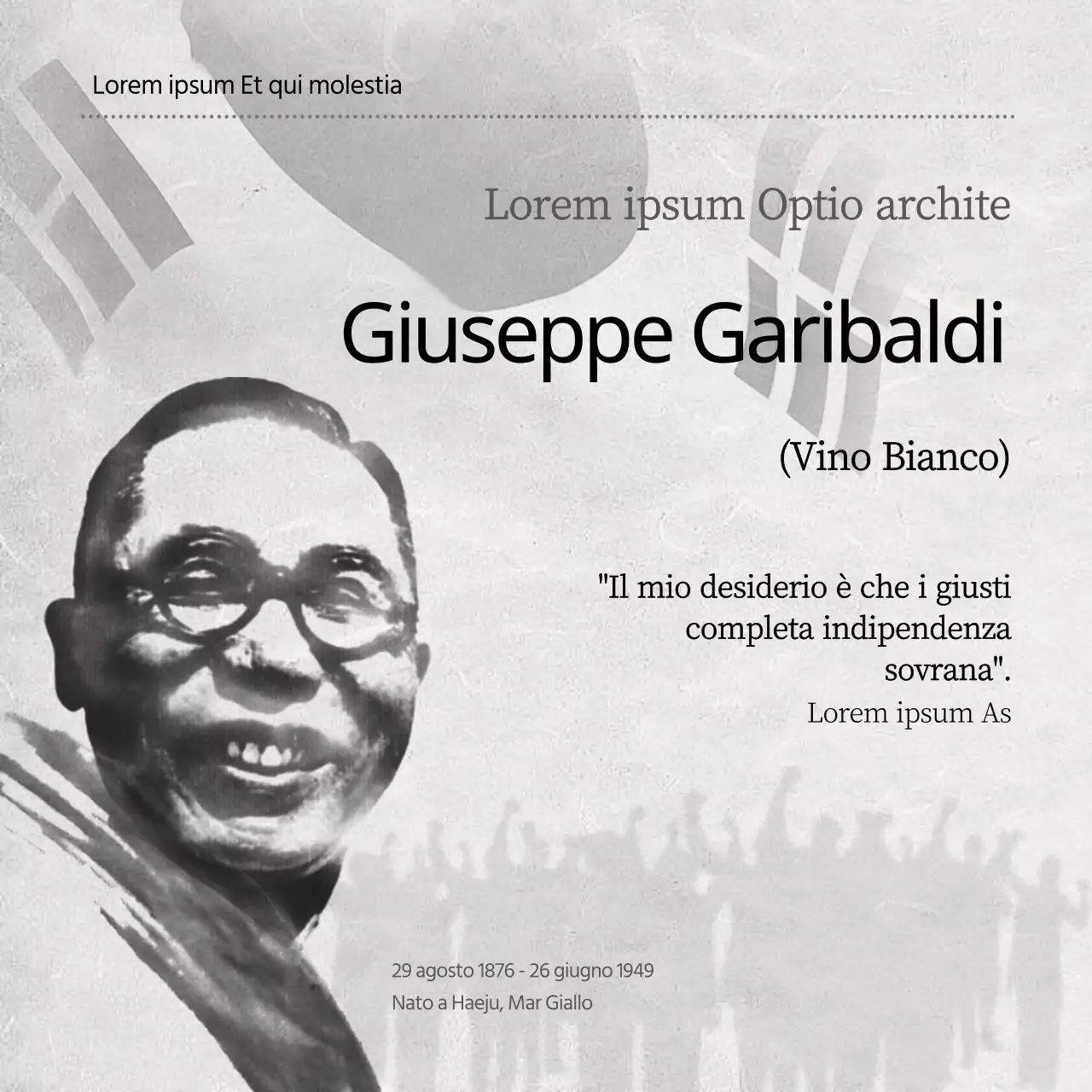 Attivista indipendentista che si è sacrificato per il suo paese Baekbum Kim Gu Festa della Liberazione eroe nazionale indipendenza sacrificio patriota