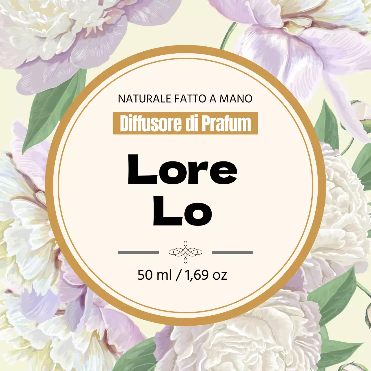 Etichetta di profumo vintage con illustrazione gialla