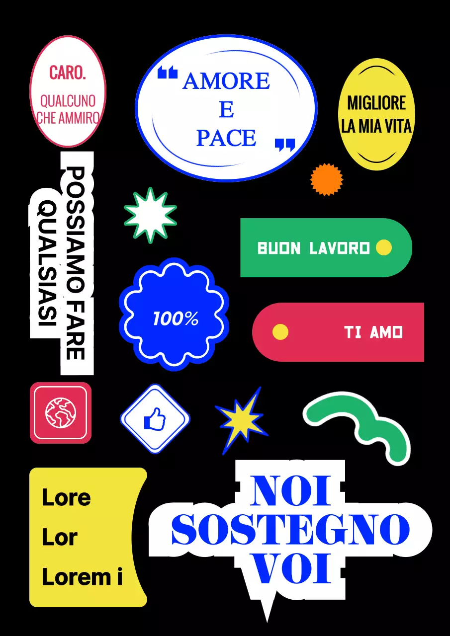 Concetto di tendenza con testo e icone colorate