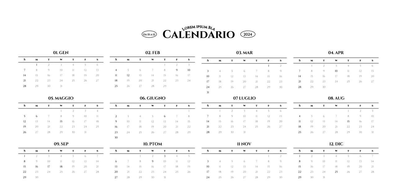 Calendario da parete in stile semplice con concetto di fotografia di viaggio emozionale in bianco e nero