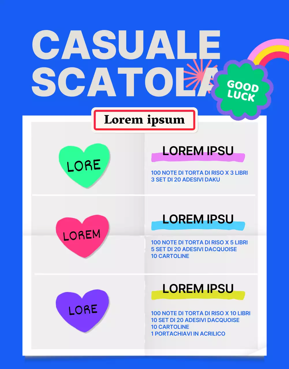 Pagina dei dettagli dell'adesivo blu