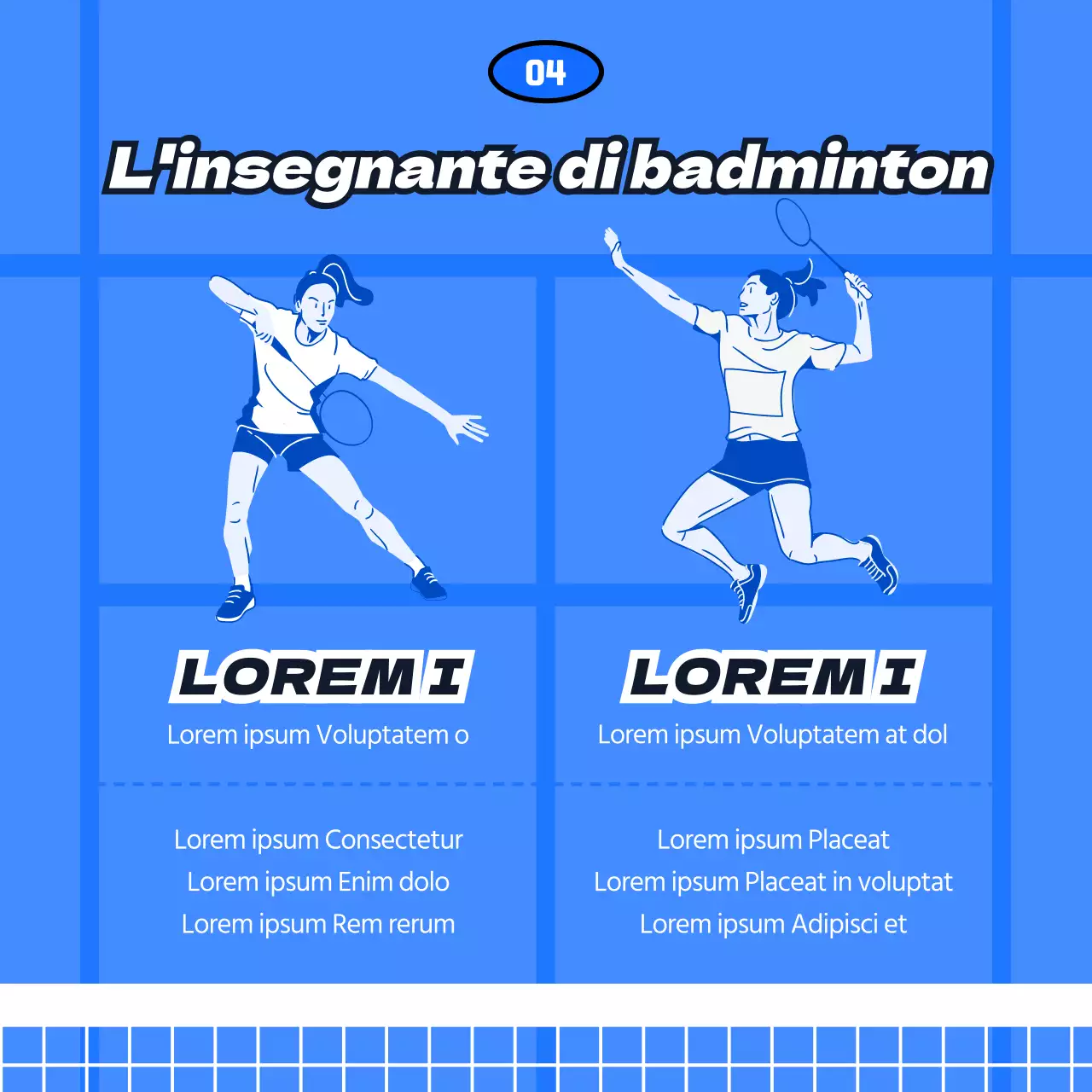 Reclutamento di soci per un club sportivo con un concetto di campo da badminton blu