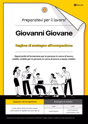 Informazioni sul programma di sostegno all'occupazione giovanile in nero e giallo