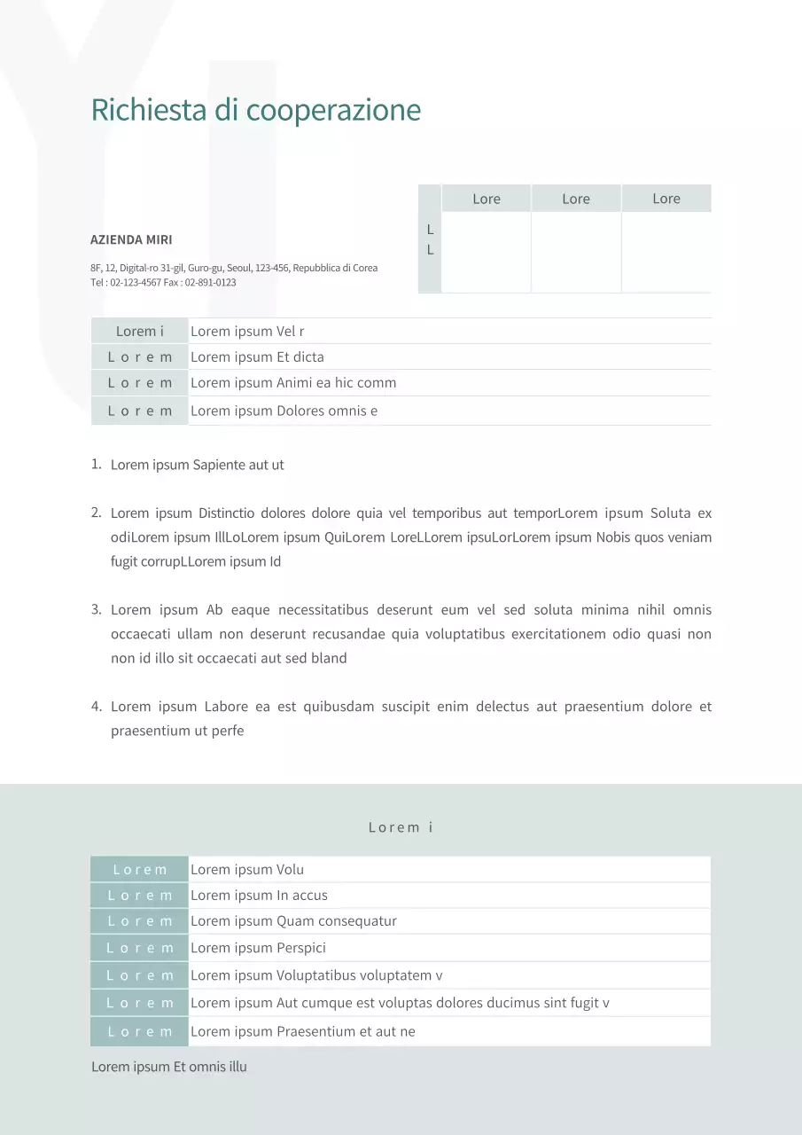 Una richiesta di collaborazione pulita e priva di fronzoli, nei toni del verde rilassante.