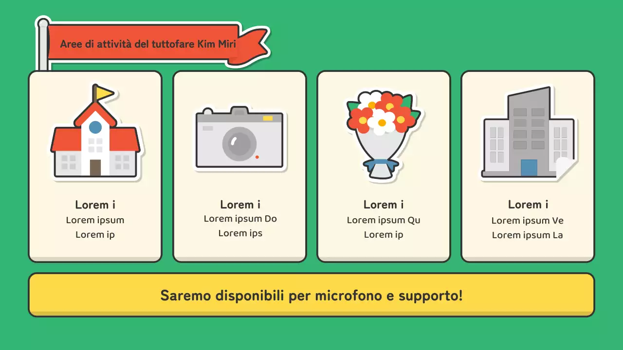 Un portfolio per emcee nel settore dello spettacolo con un simpatico concetto di adesivo rosso e verde