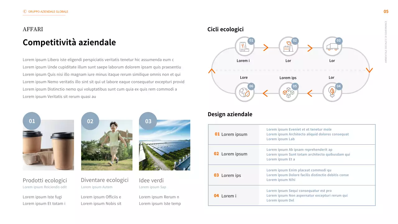 Rapporto di sostenibilità ESG aziendale in arancione