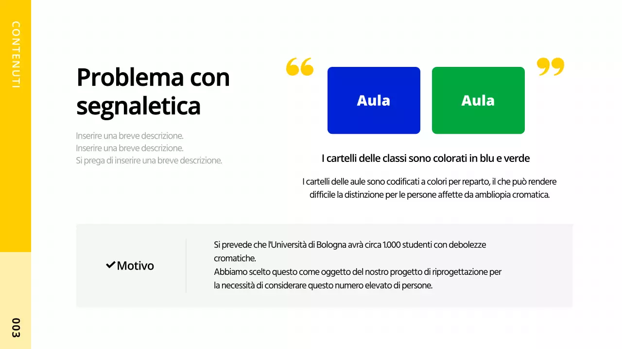 Un semplice progetto di design per i daltonici che utilizza forme con accenti gialli