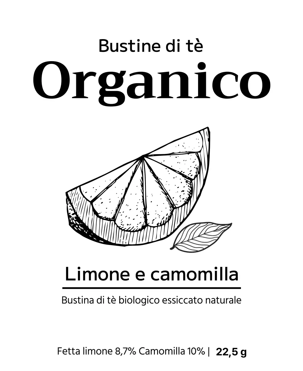 Bustine di tè biologico alla frutta con illustrazioni di frutta
