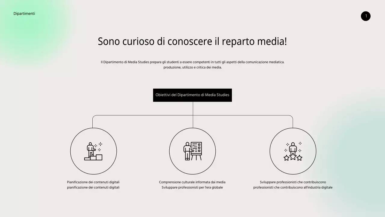 Dipartimento media e pubbliche relazioni PPT con sfondo sfumato