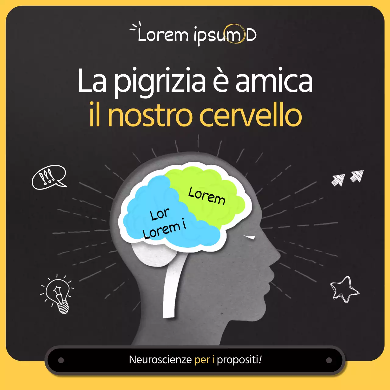 Aspetti delle neuroscienze in un concetto di illustrazione nera e gialla Propositi e smettere di fumare