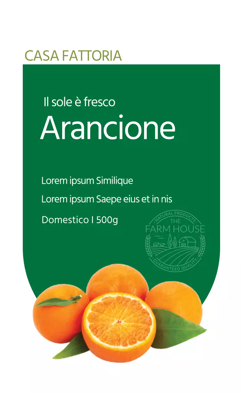 Etichetta arancione per i prodotti