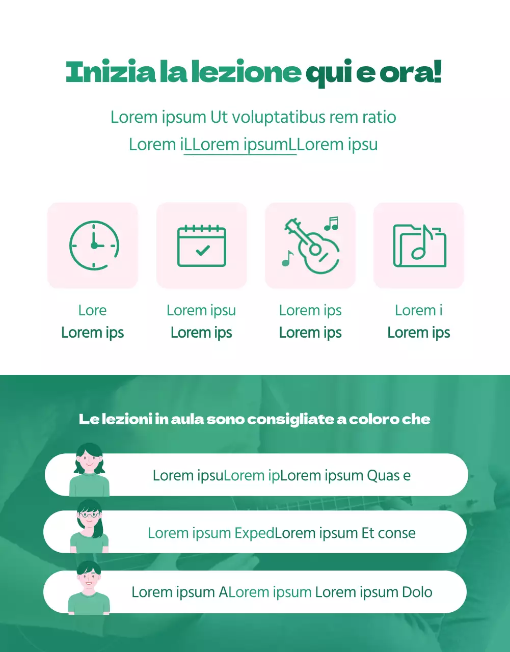 Lezioni private di ukulele hawaiano tropicale in verde e rosa