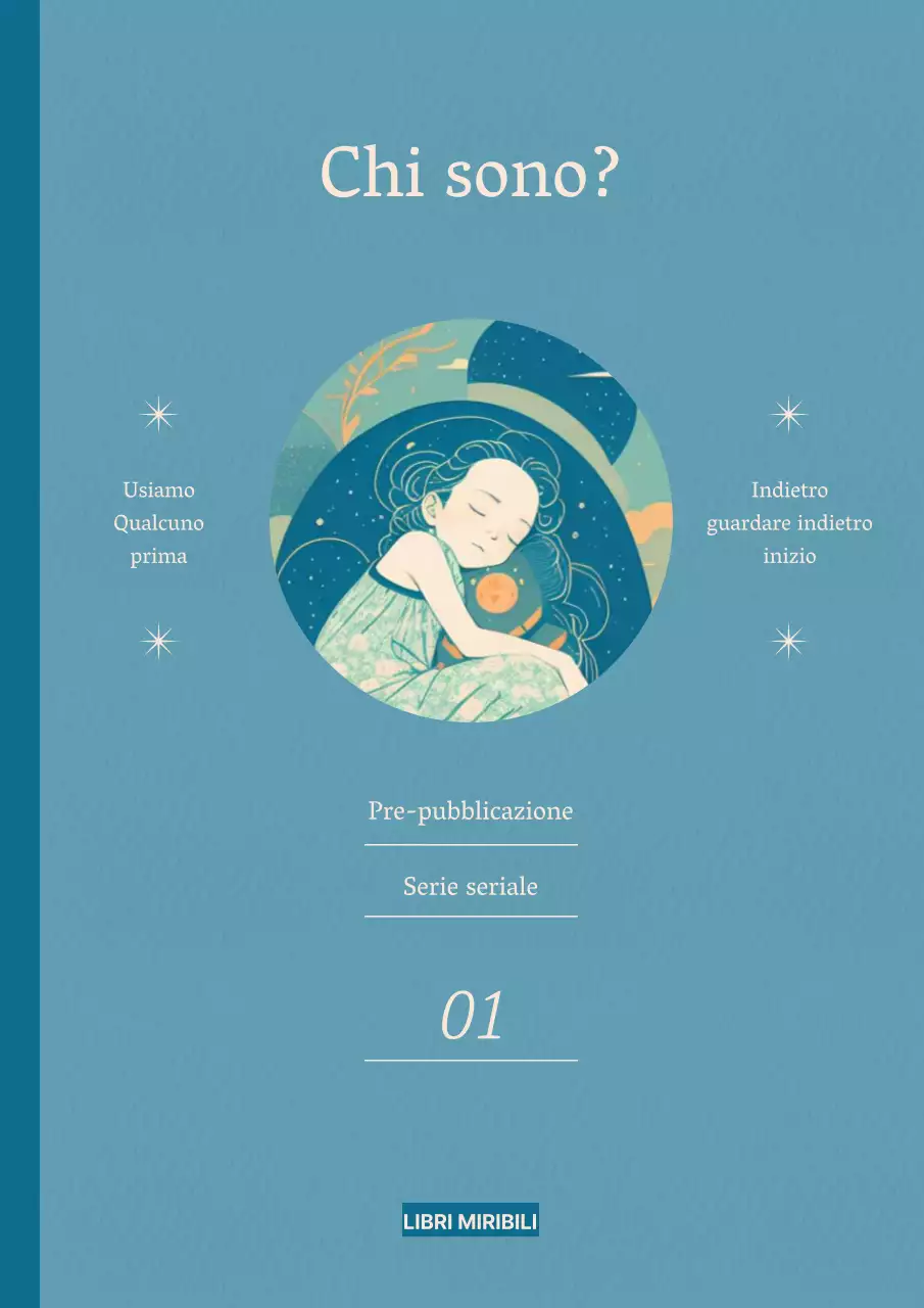 Copertina moderna di un libro a puntate in blu e beige