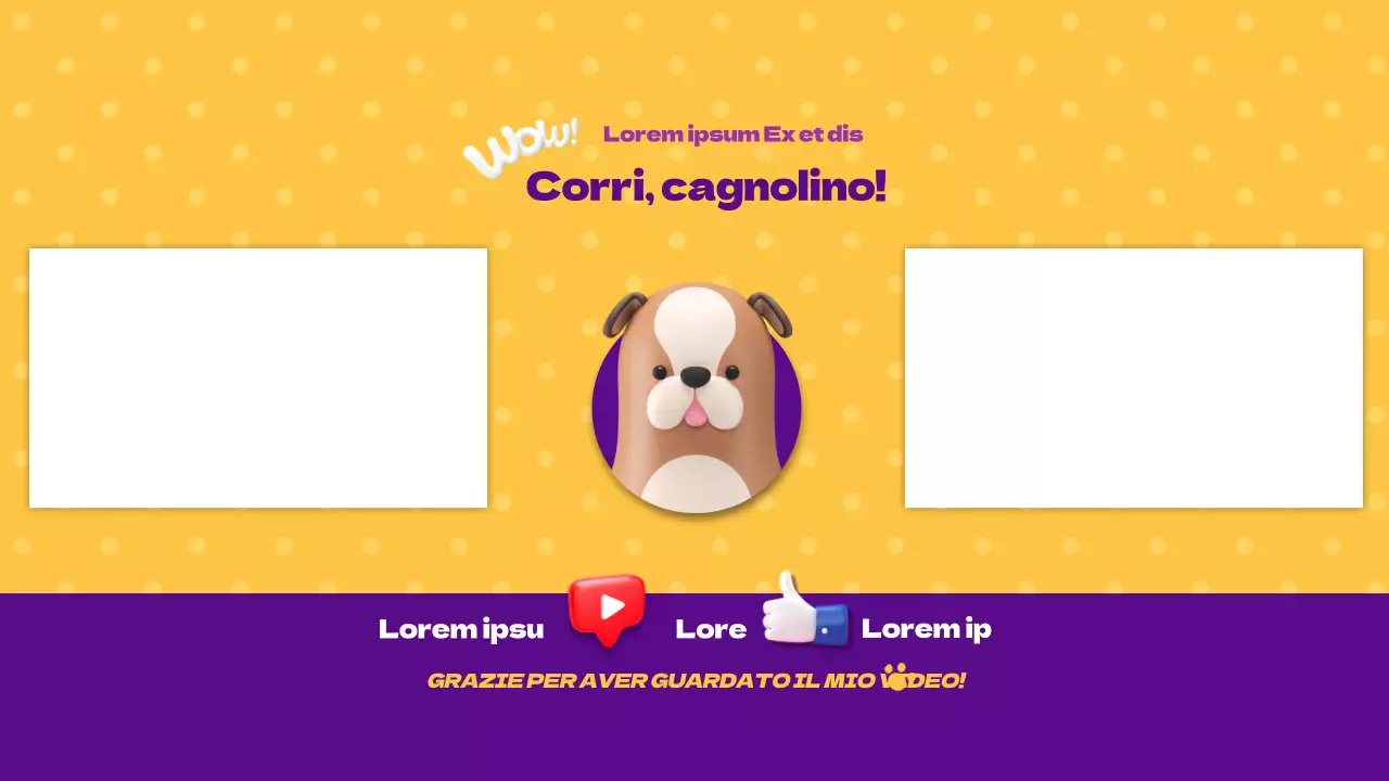 Illustrazione 3D di cane giallo e viola Canale