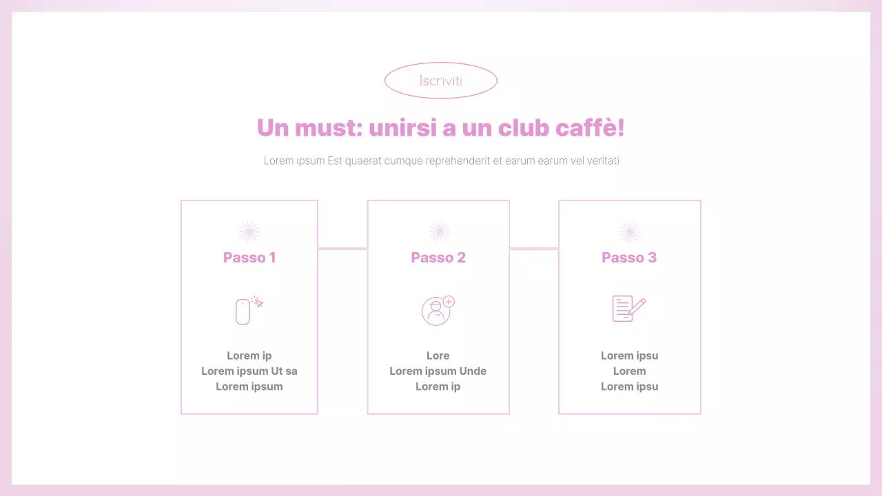 Una guida rosa e pulita per l'orientamento dei club