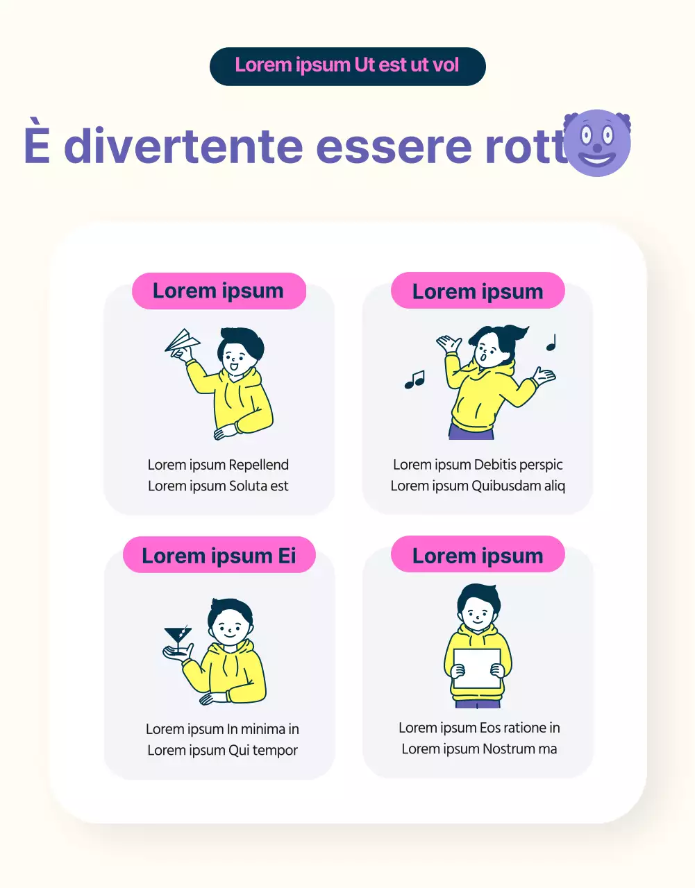 Promozione MT minimalista viola e gialla della vita universitaria di serie B