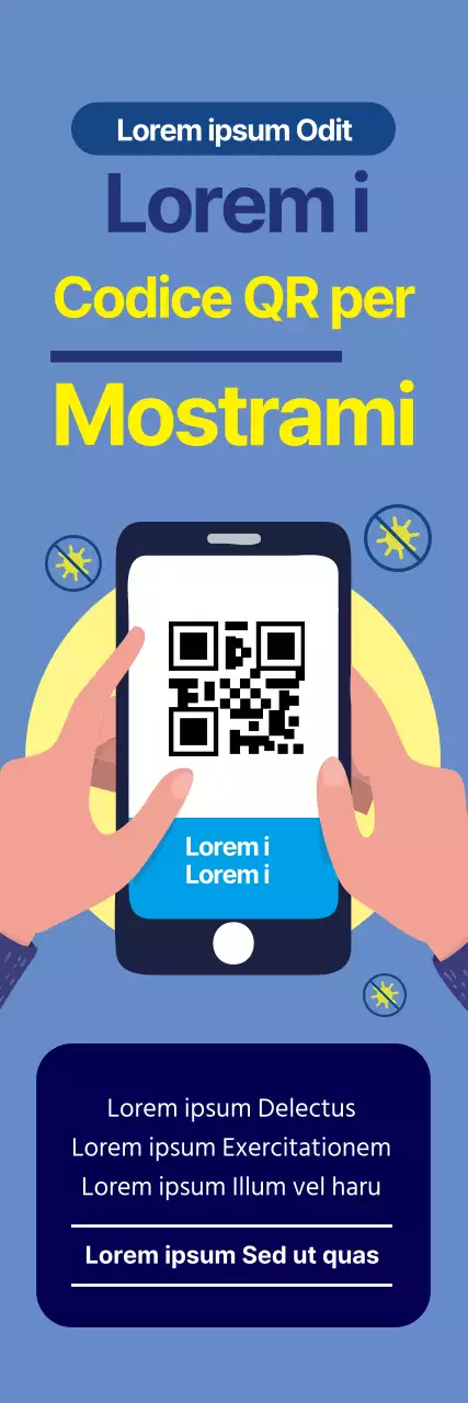 Etichette illustrate blu per la registrazione del coronavirus