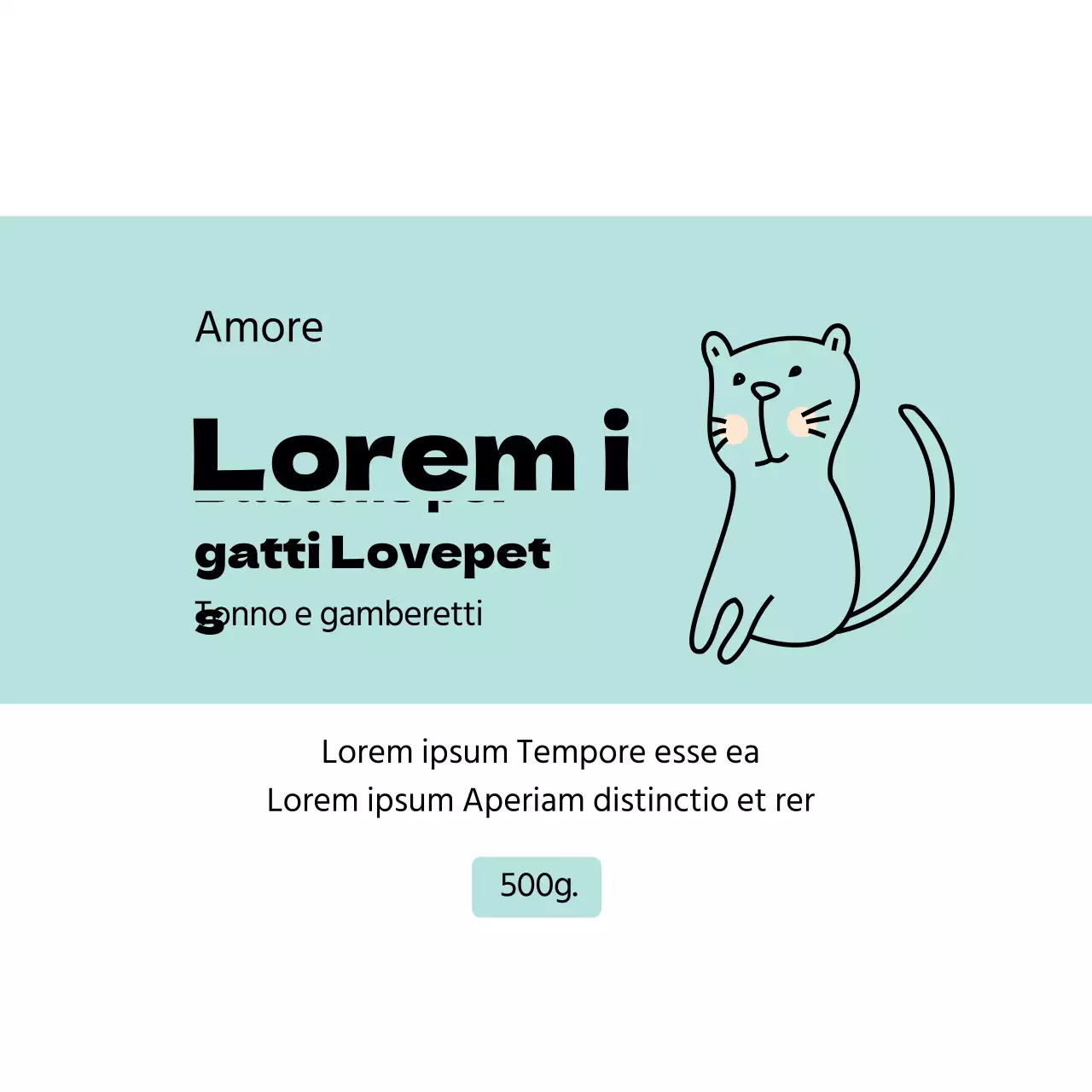 Etichetta ordinata per animali domestici con illustrazione azzurra