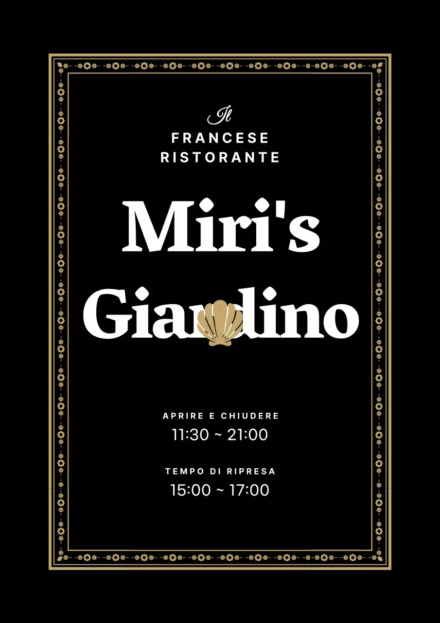 Stile elegante e pulito in bianco e nero per la segnaletica del logo di un ristorante