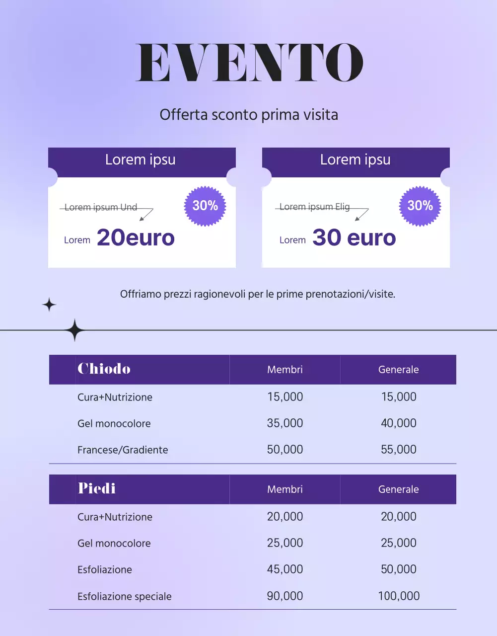 Promuovere un salone per unghie viola e sentimentale