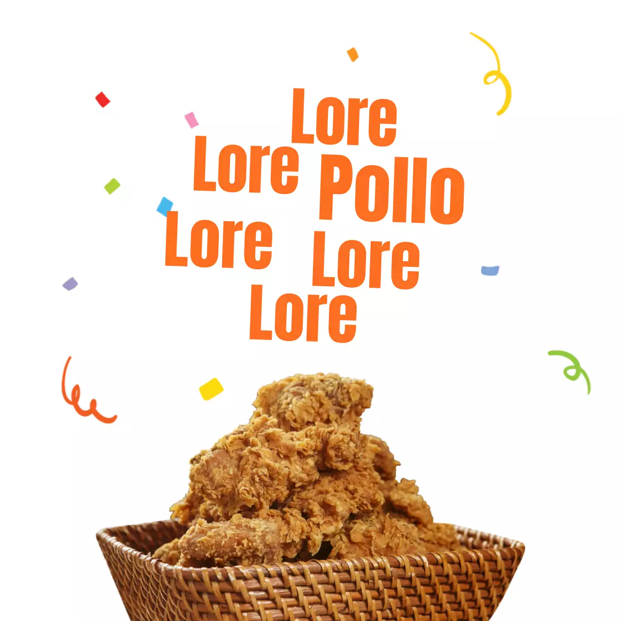 Un messaggio calligrafico in arancione con una fanfara irrompe sul pollo