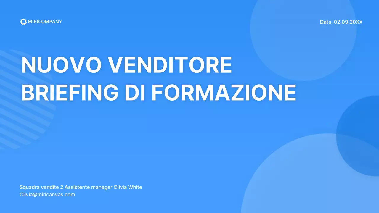 Briefing di formazione per venditori con forme blu e tridimensionali