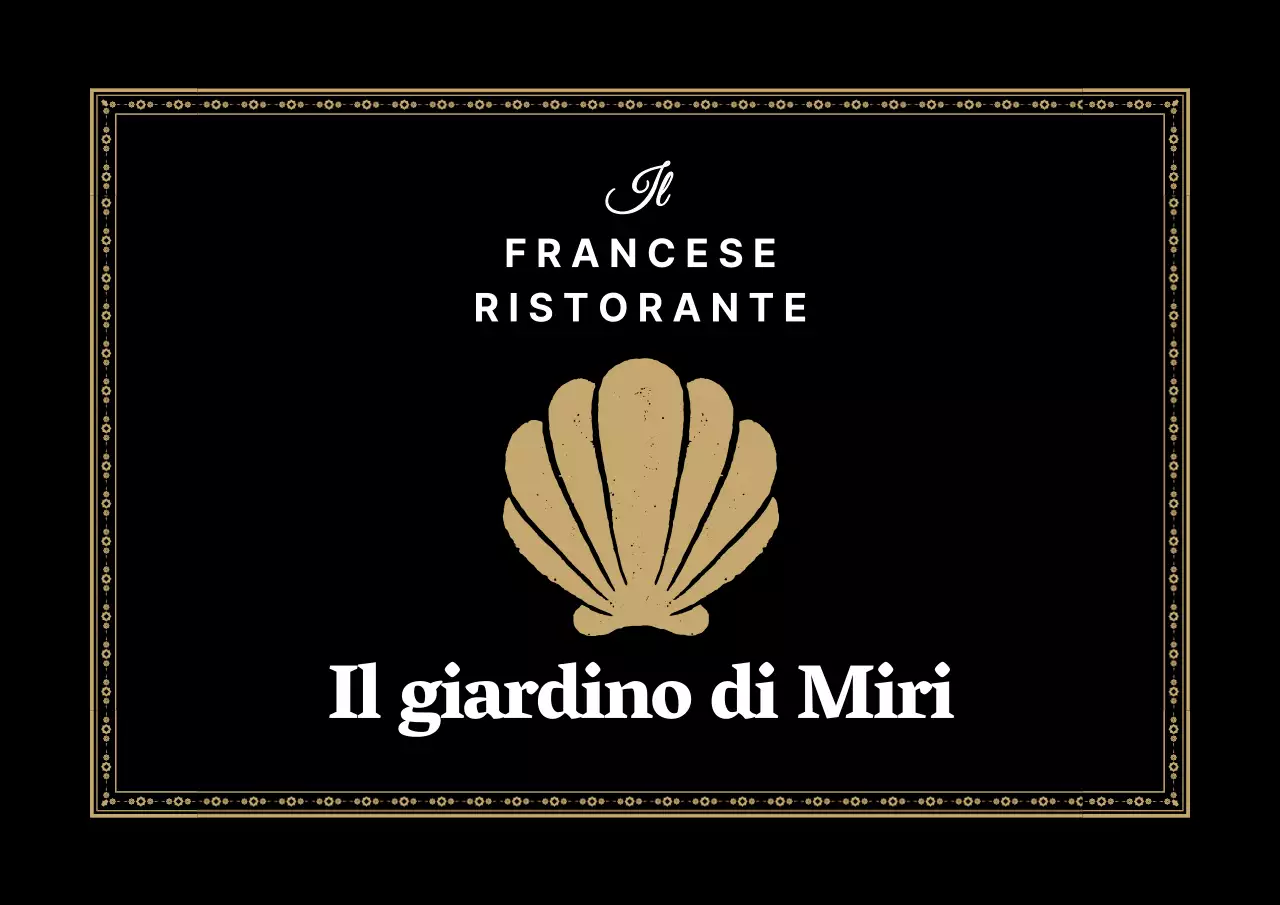 Stile elegante e pulito in bianco e nero per la segnaletica del logo di un ristorante