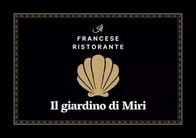 Stile elegante e pulito in bianco e nero per la segnaletica del logo di un ristorante