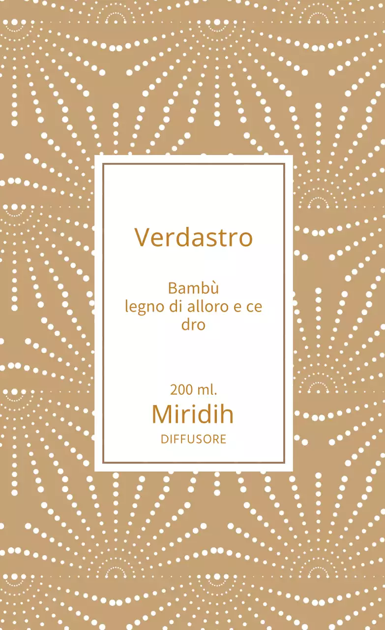 Etichetta diffusore con motivo decorativo beige