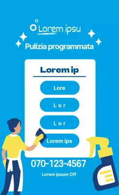 Promuovete il vostro servizio di pulizia a domicilio con una foto illustrativa in blu