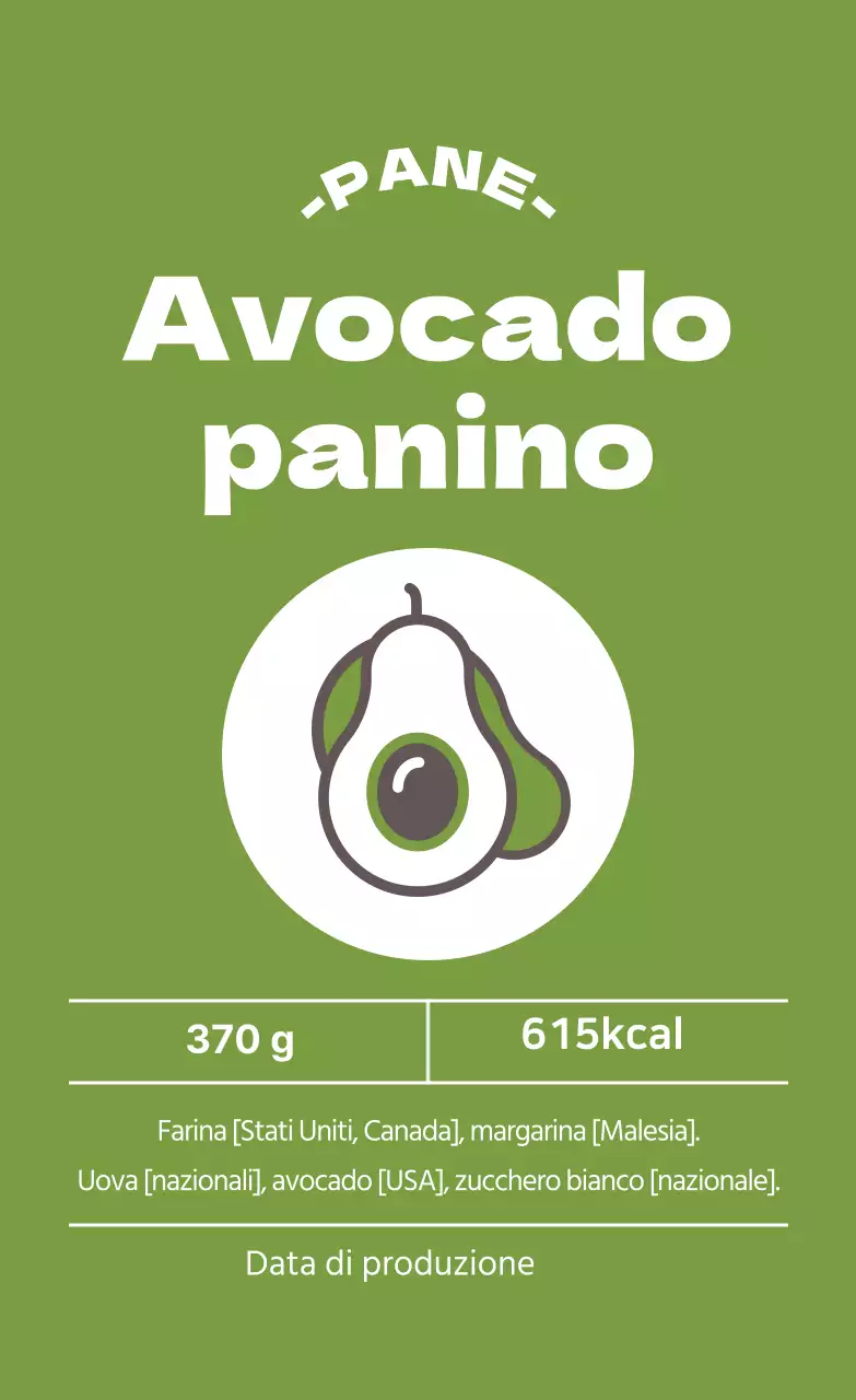 Etichetta verde illustrata per sandwich