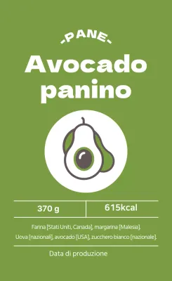 Etichetta verde illustrata per sandwich