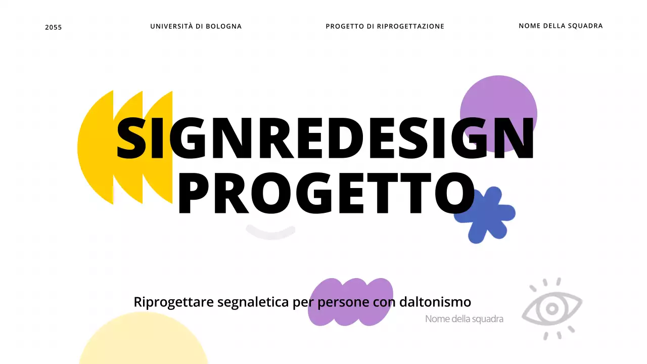Un semplice progetto di design per i daltonici che utilizza forme con accenti gialli
