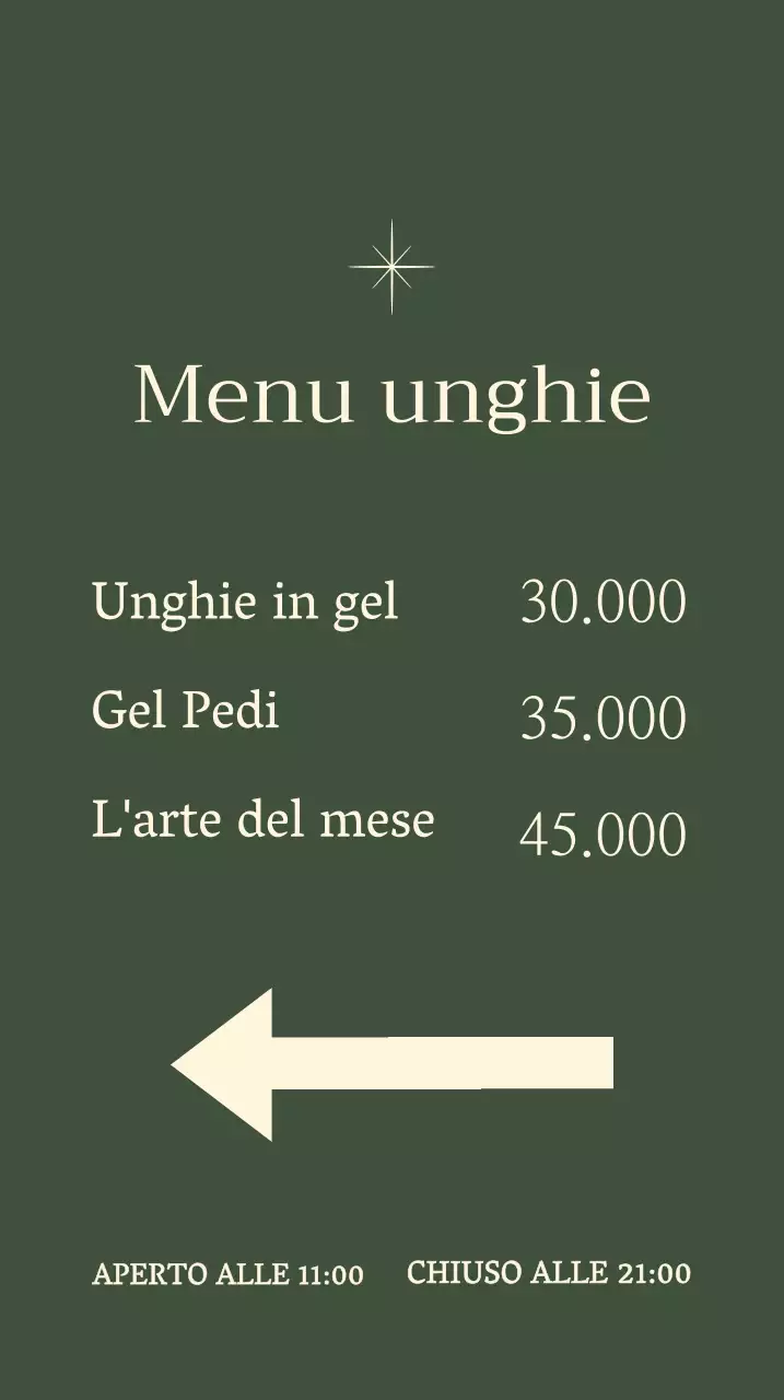 Segno delle unghie con illustrazione di stelle su sfondo verde