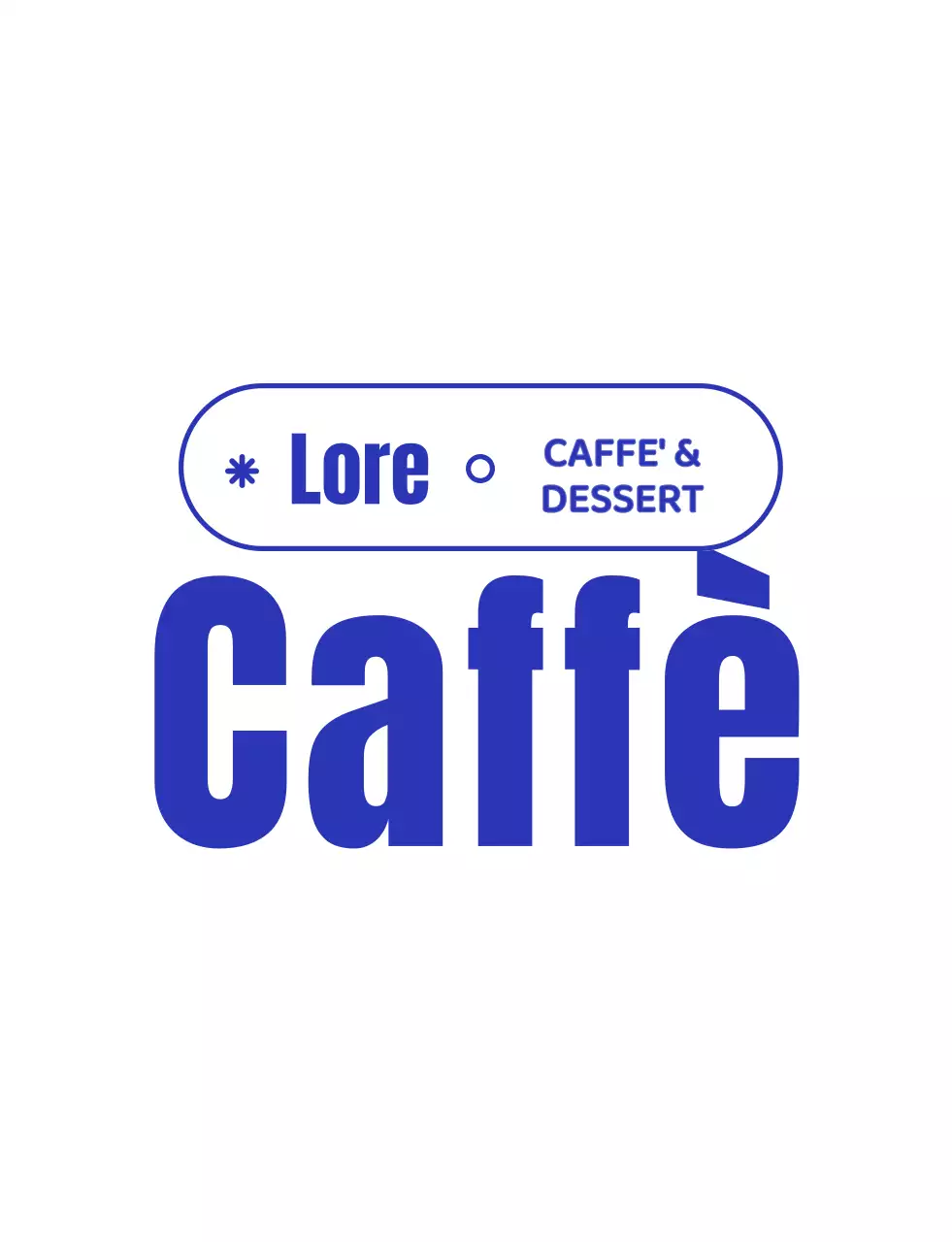 Blu navy e bianco tazza carino carattere caffè stile negozio logo