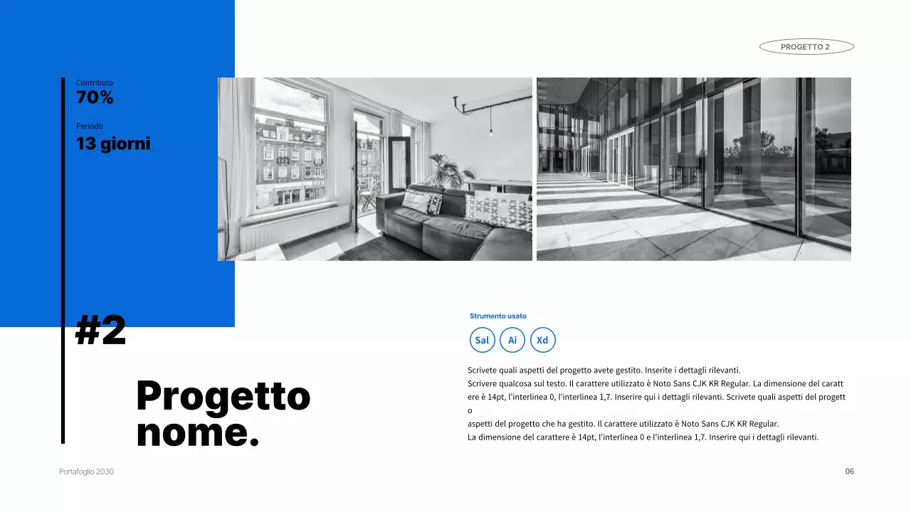 Un portafoglio blu e organizzato