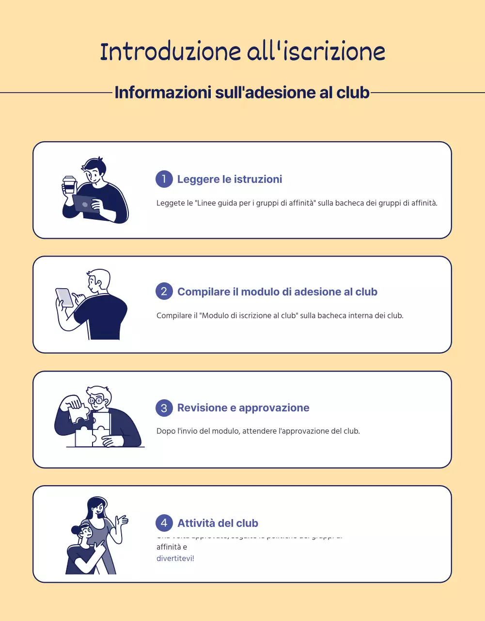 Illustrazione di un ambiente di co-working viola e giallo