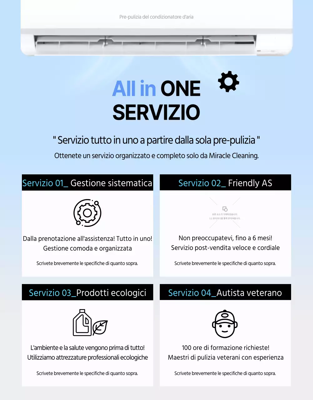 Aria condizionata pulita e fresca in bianco e blu