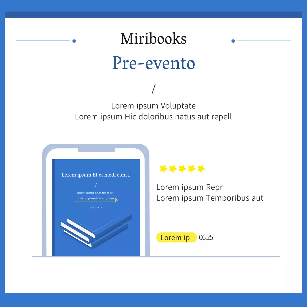 Una guida per una semplice fiera del libro in bianco e blu