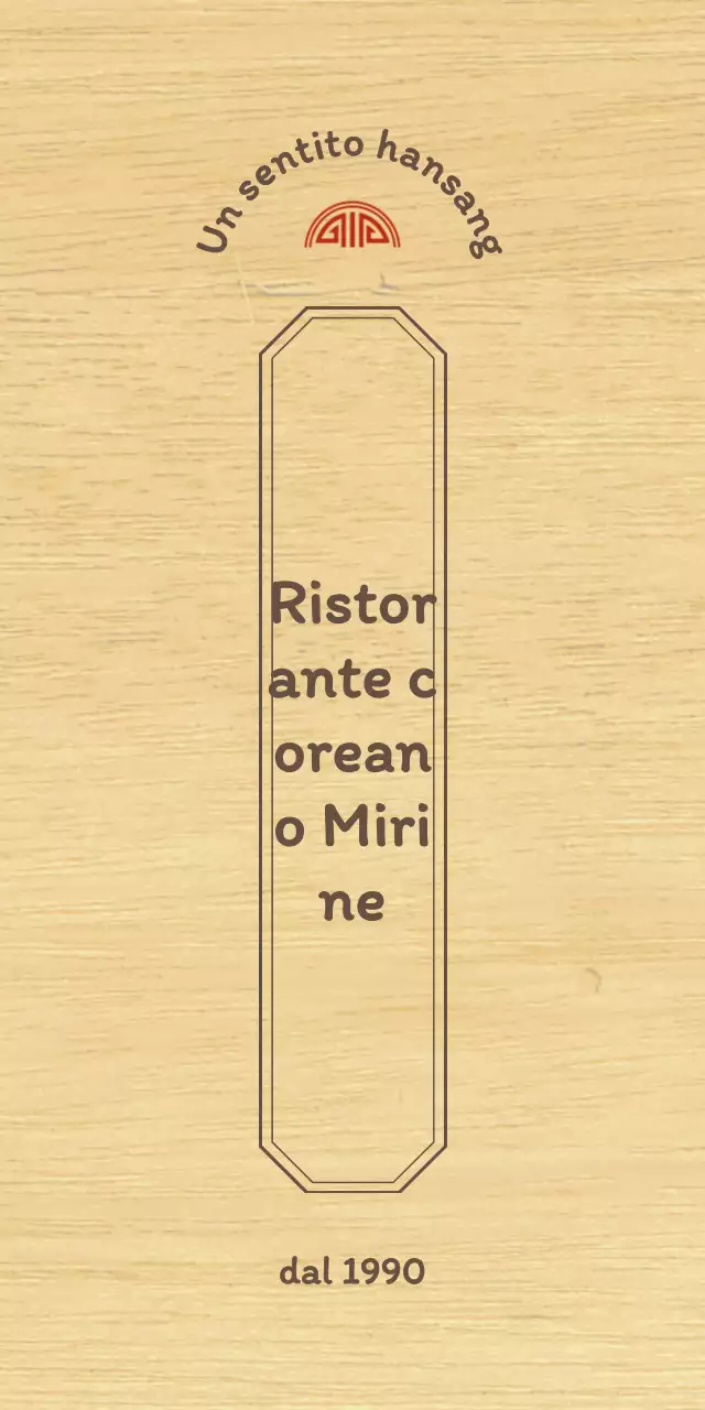 Design di un ristorante coreano con un bordo concettuale pulito in marrone e rosso