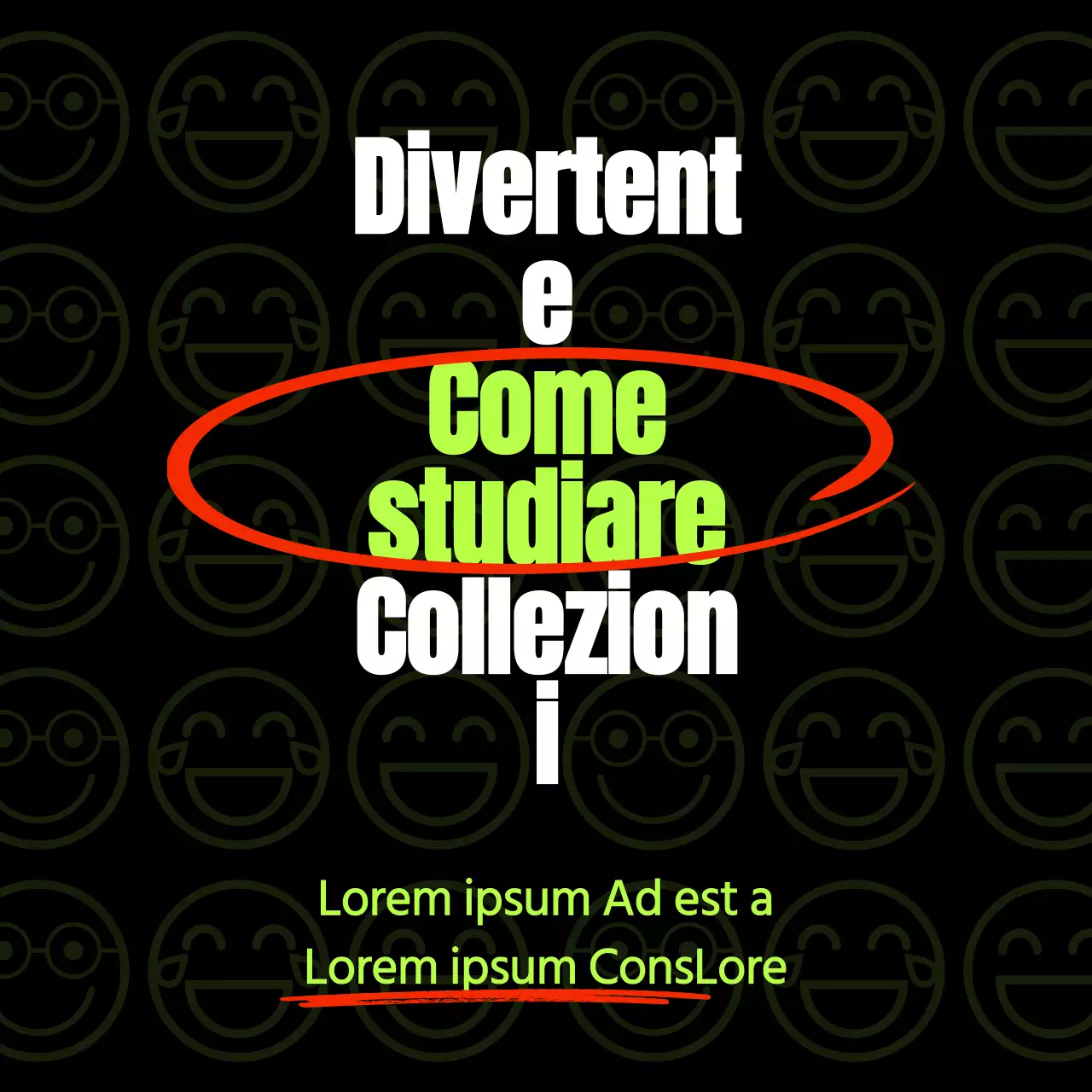 Un modello di contenuto della guida allo studio pulito, nero e fluorescente